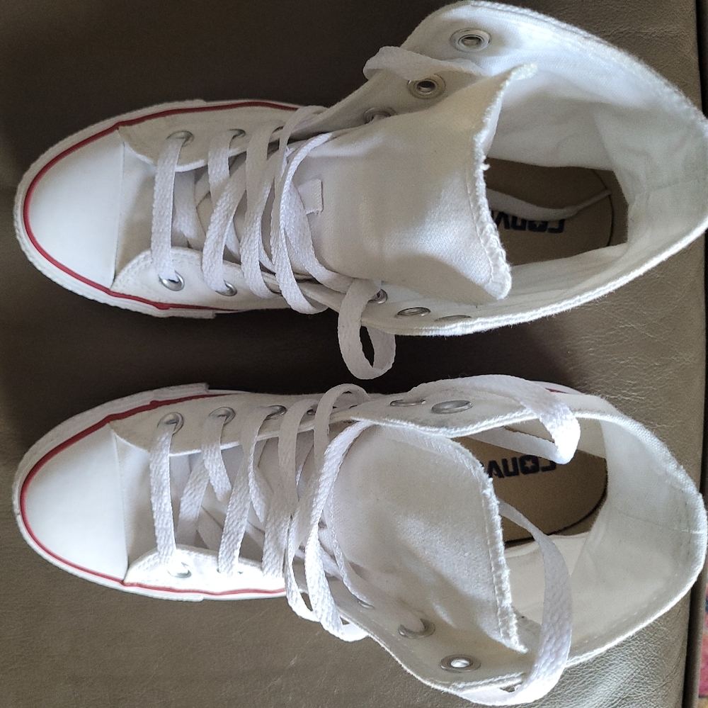 White hightop converse